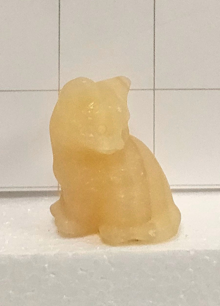 Golden Calcite carved kitten