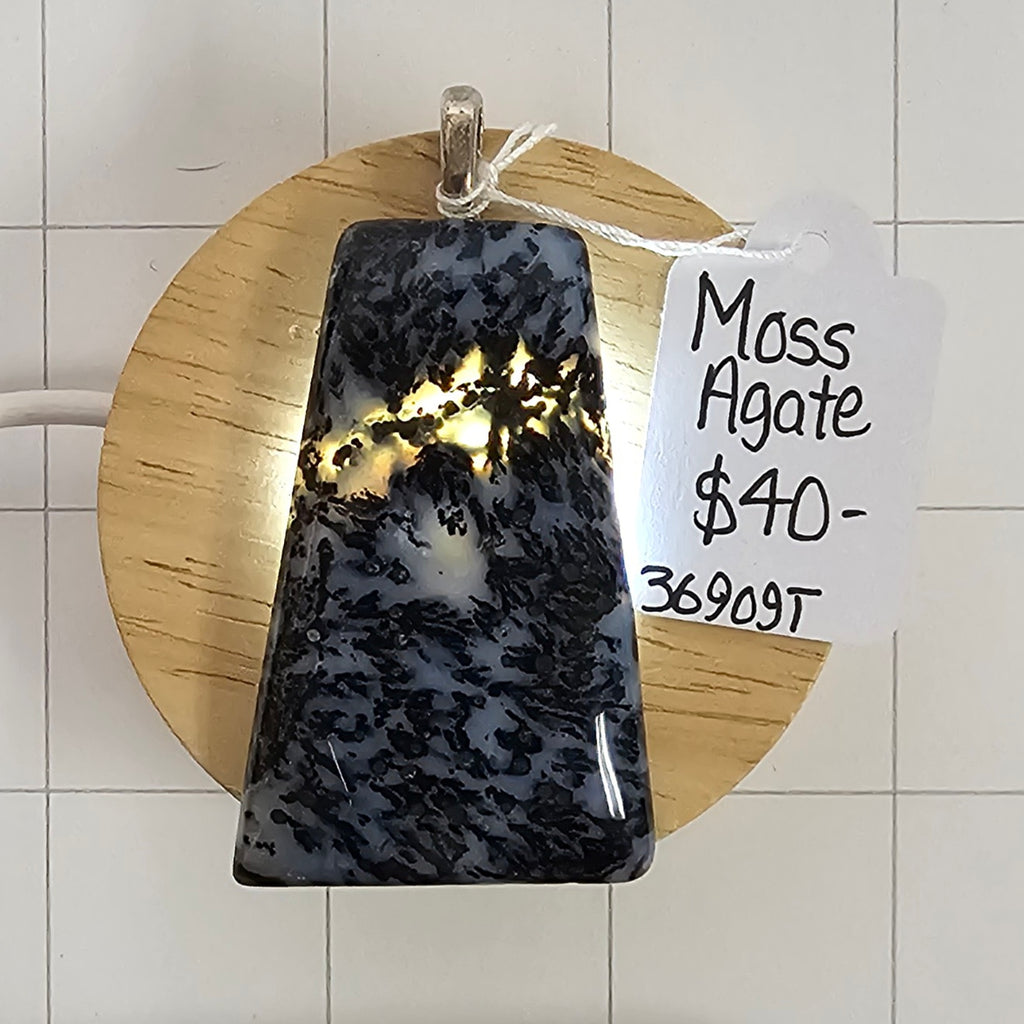 Black & White Moss Agate Pendant