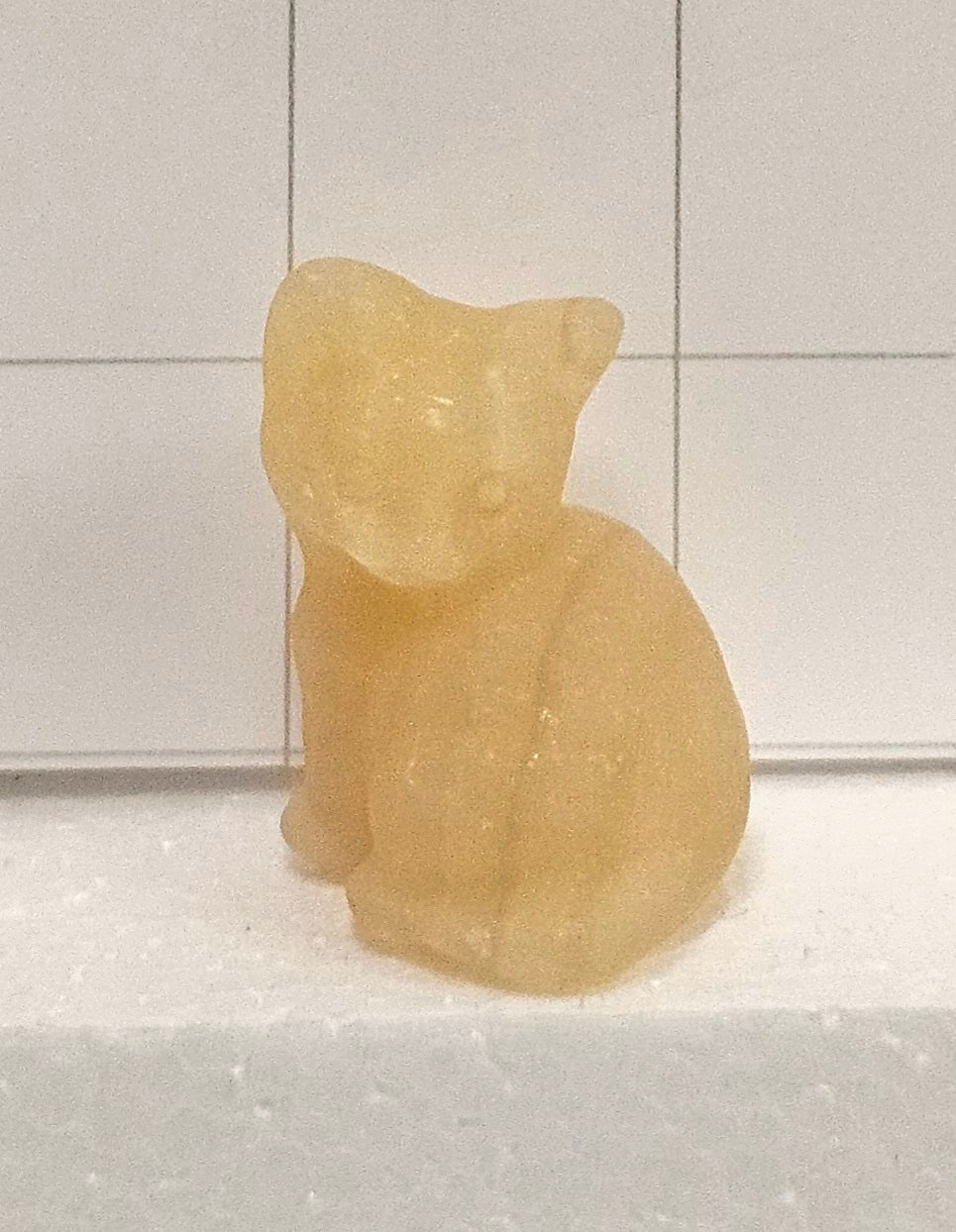 Golden Calcite carved kitten