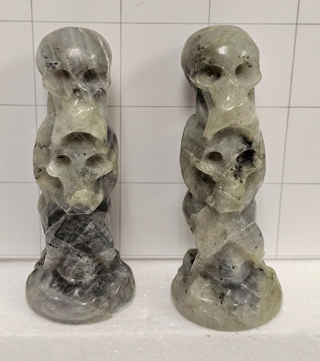 Labradorite "Speak No Evil" Carvings