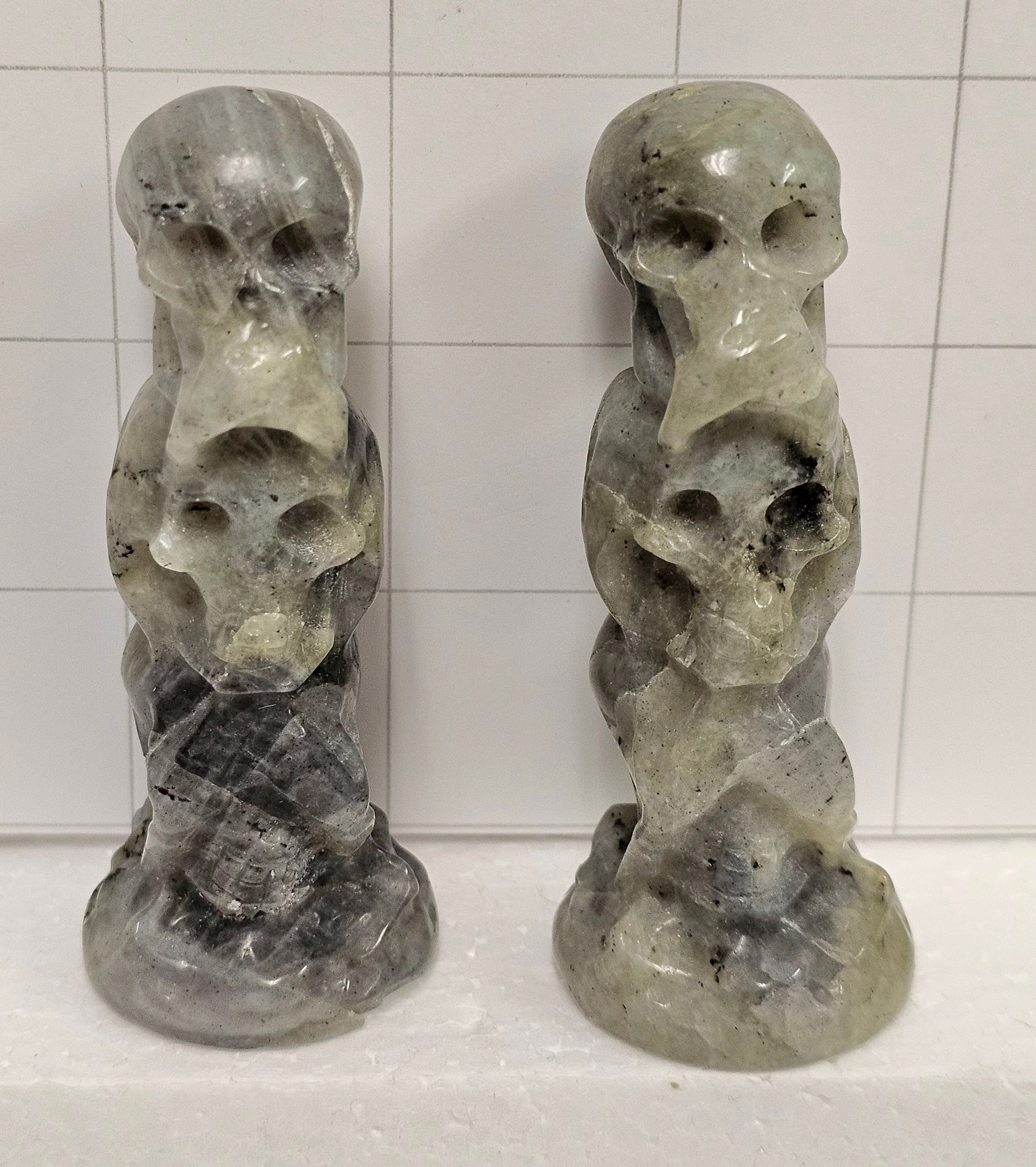 Labradorite "Speak No Evil" Carvings