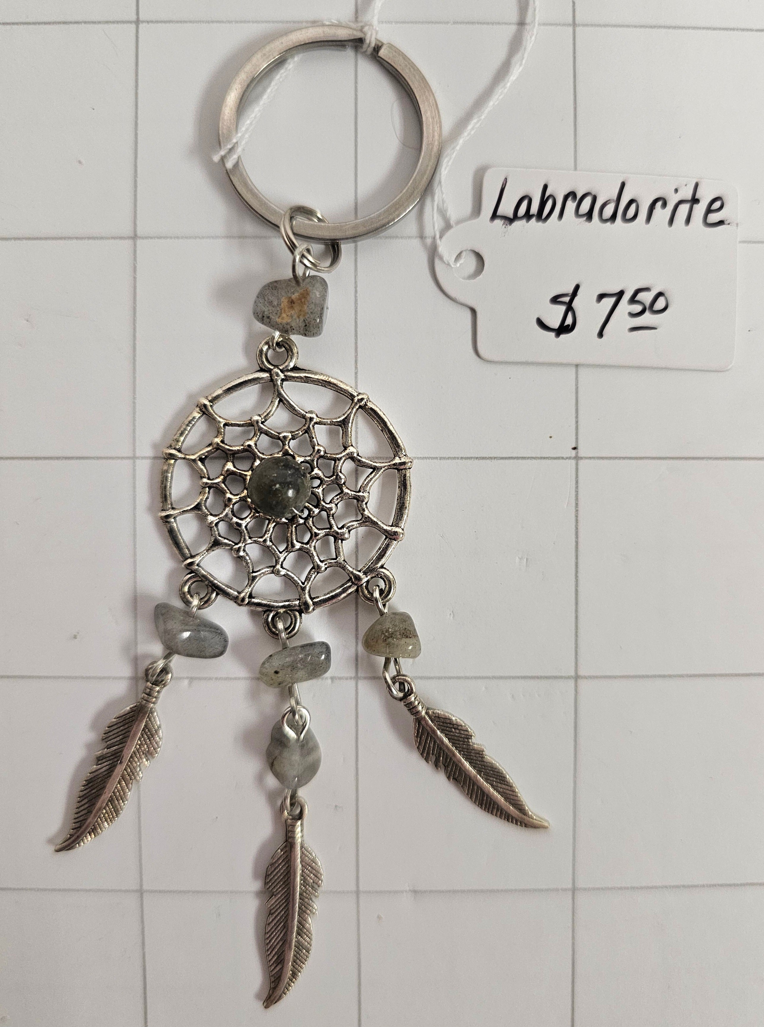 Labradorite on Dream Catcher key chain
