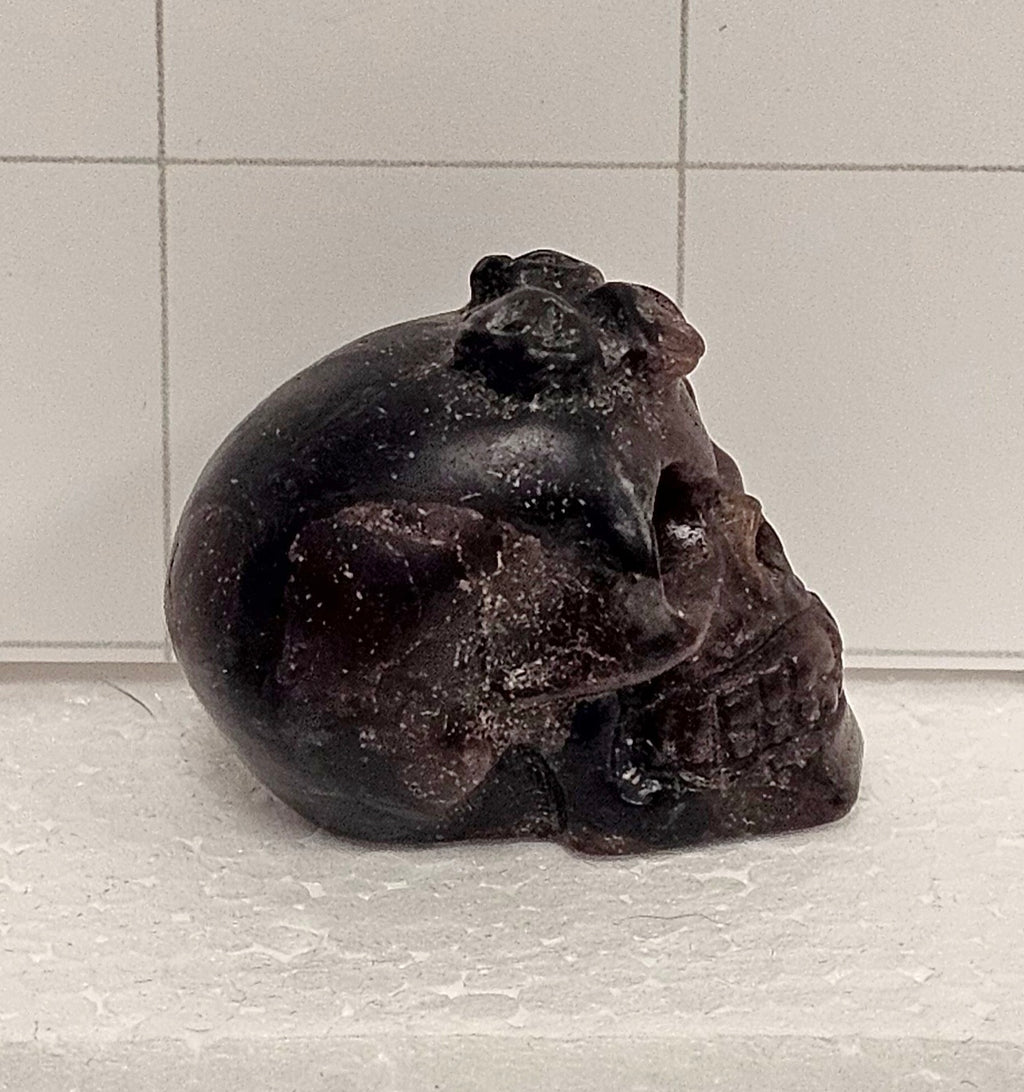 Garnet Skull with Flowers