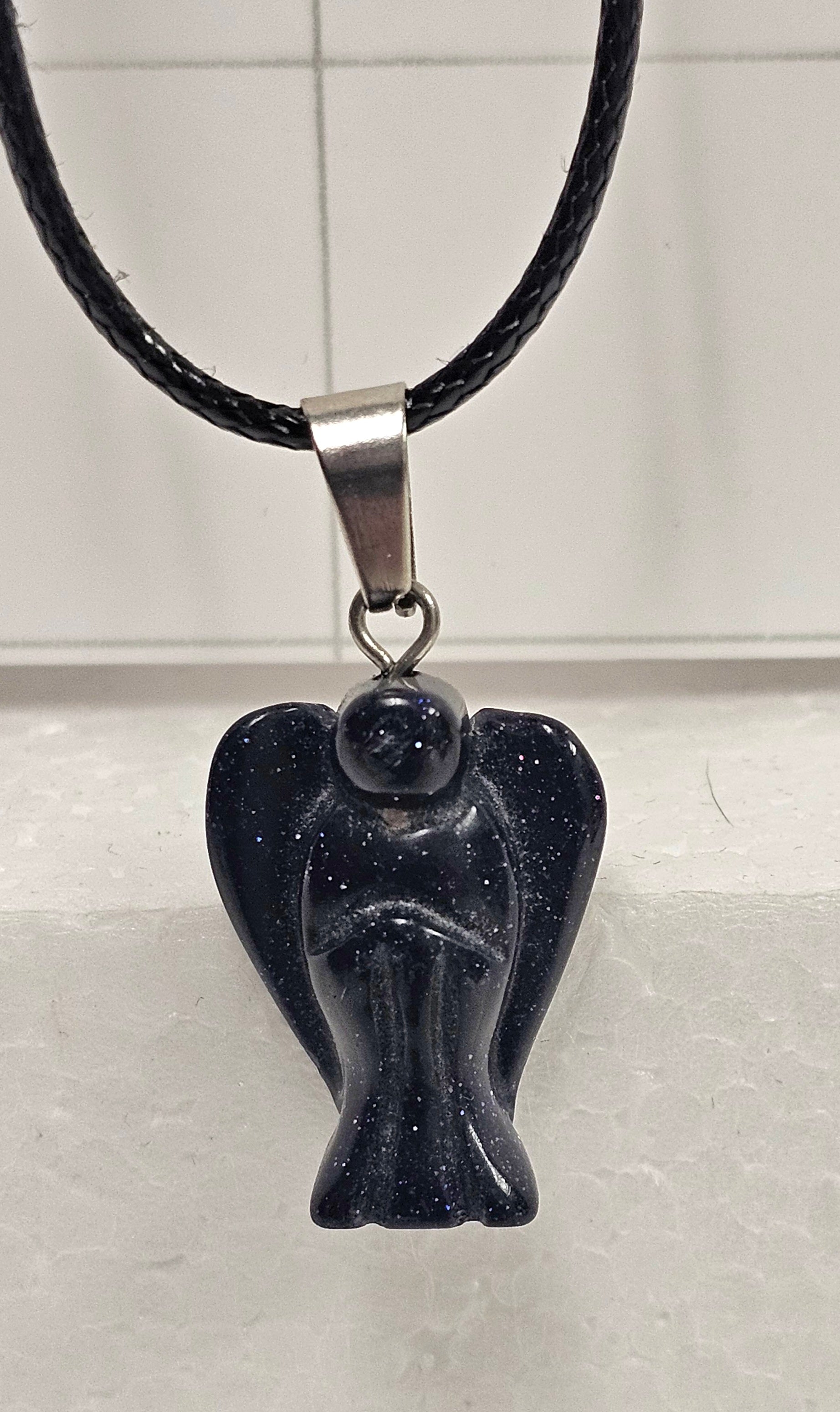 Blue Goldstone Angel Necklace