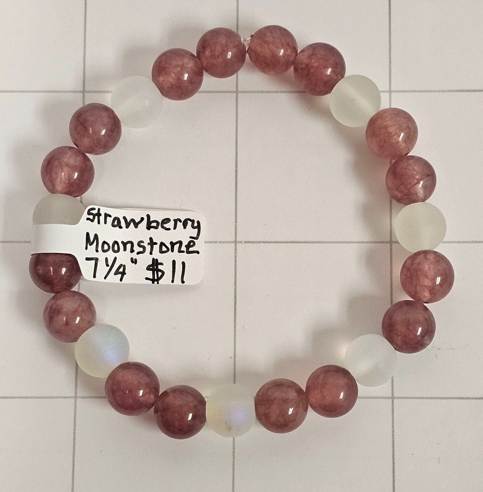 Strawberry Quartz & Moonstone Bracelet