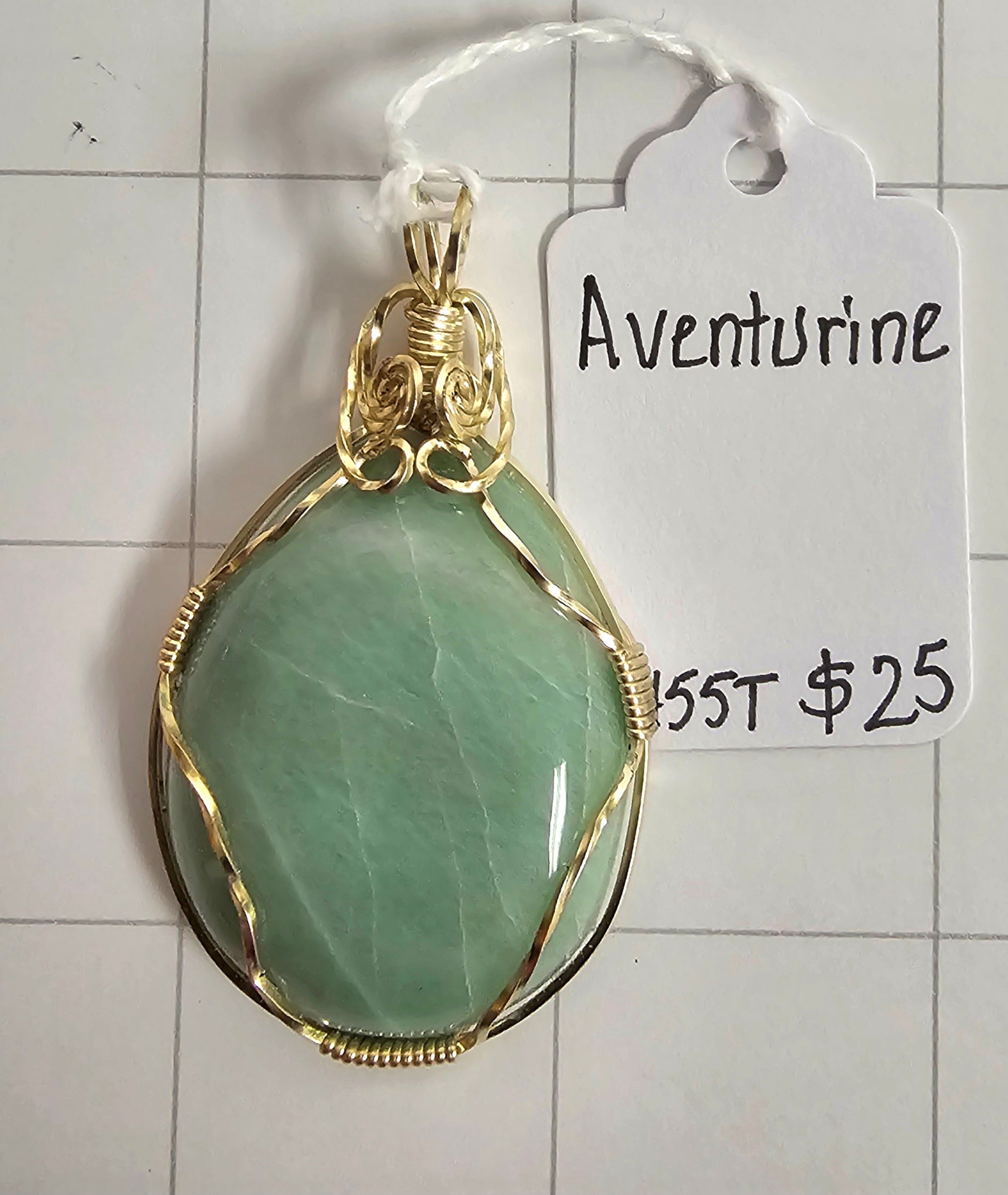 Aventurine wrapped pendant