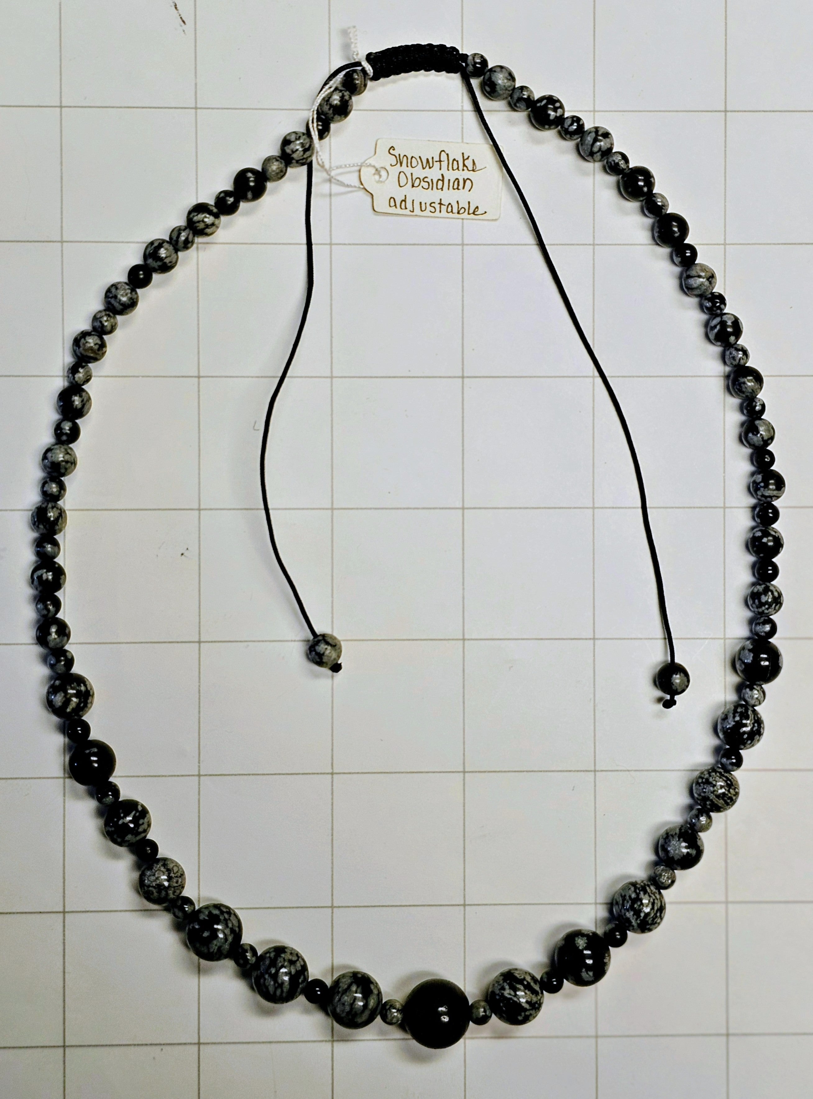 Snowflake Obsidian adjustable Necklace