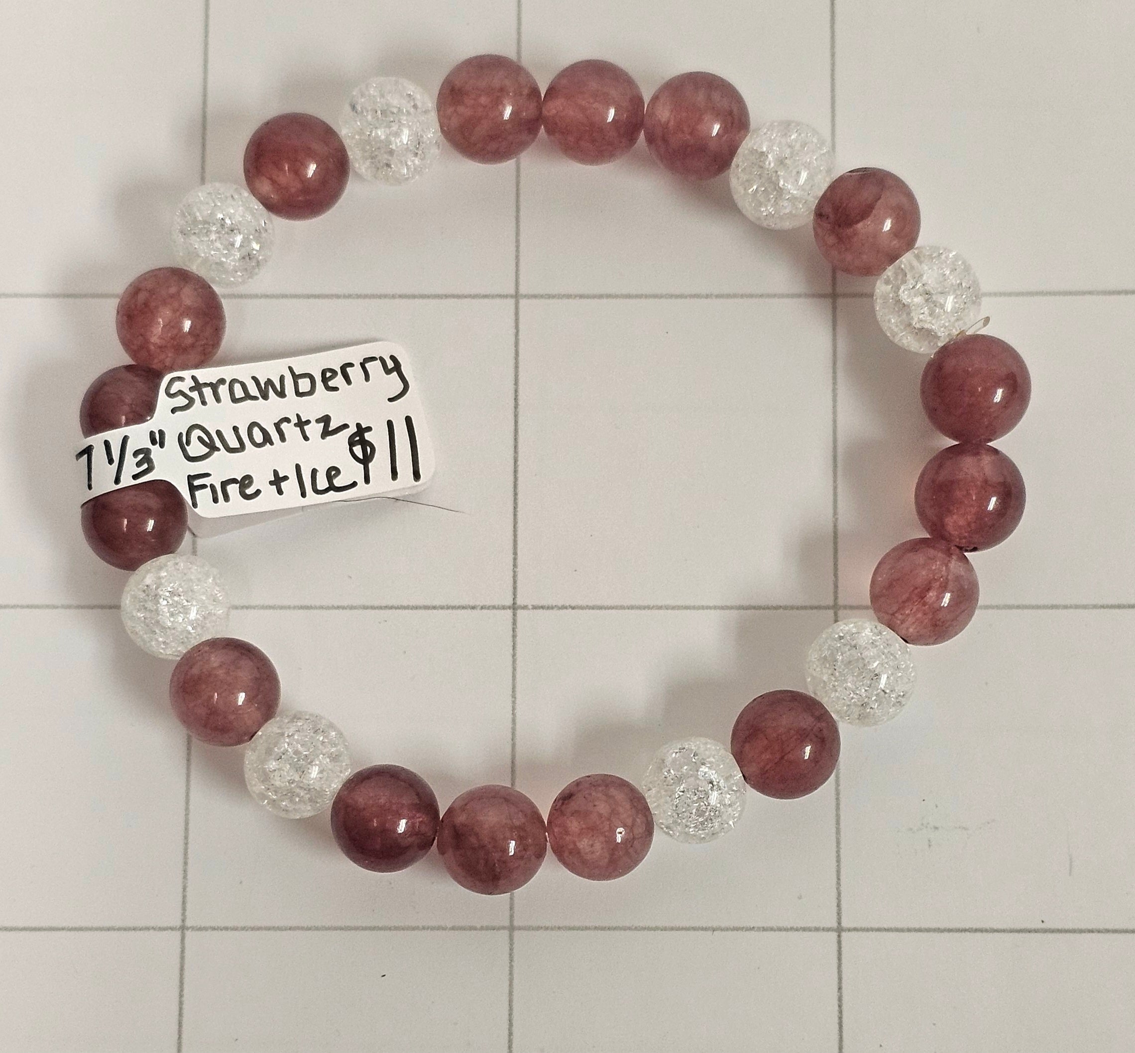 Strawberry Quartz/ French & Ice Quartz Bracelet