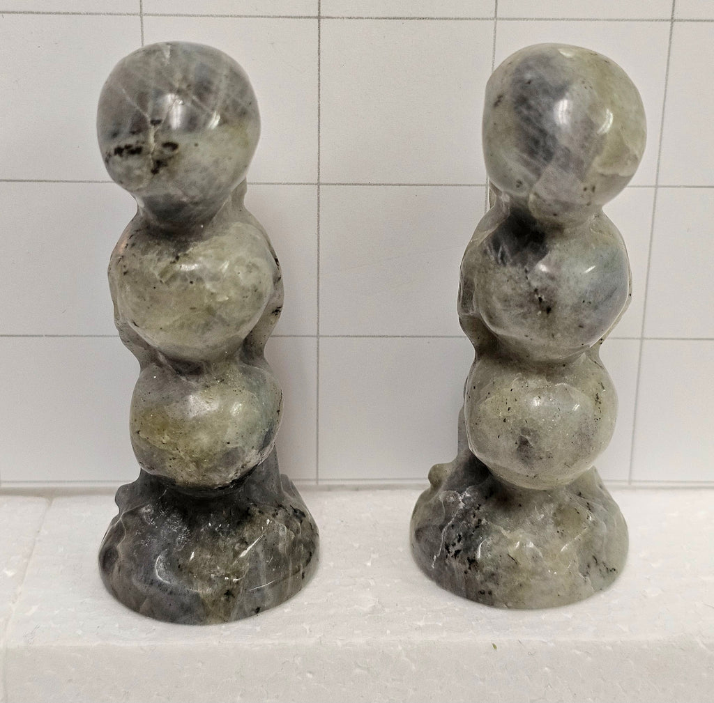 Labradorite "Speak No Evil" Carvings