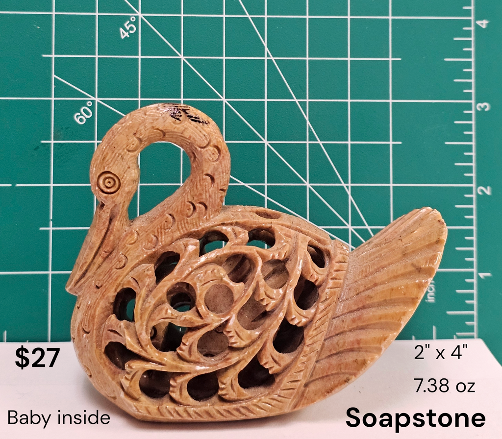 Soapstone mama Swan with her baby inside