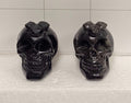 Obsidian carved Skulls with Flowers
