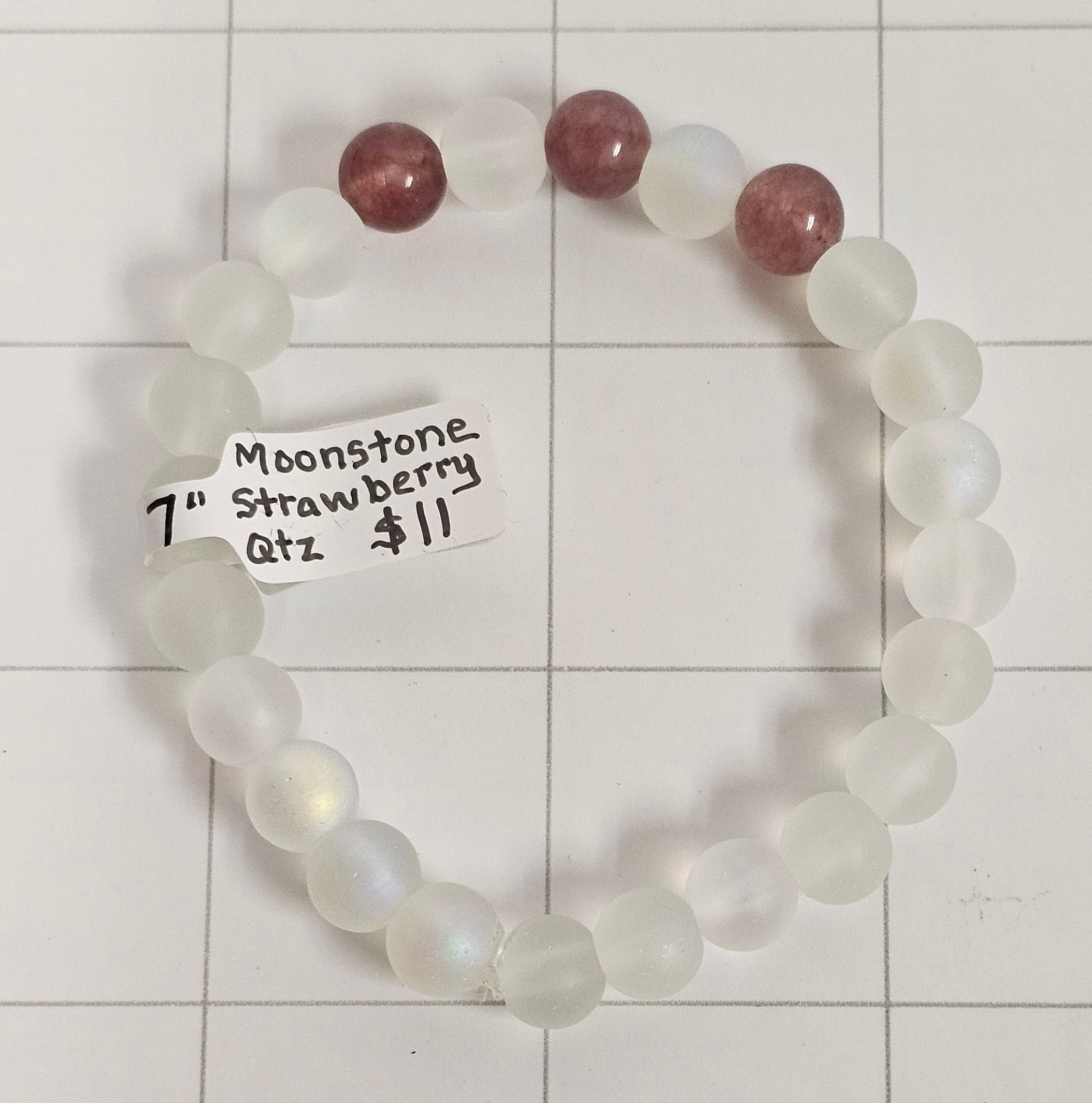 Moonstone & Strawberry Quartz Bracelet