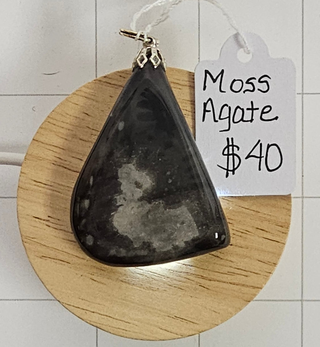 Black Moss Agate Pendant