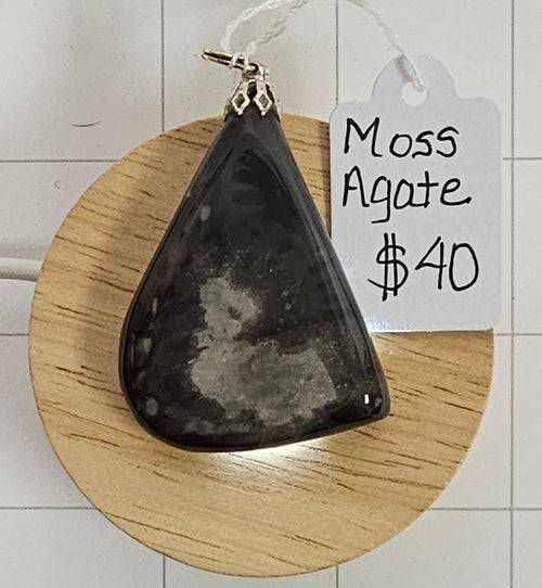 Black Moss Agate Pendant