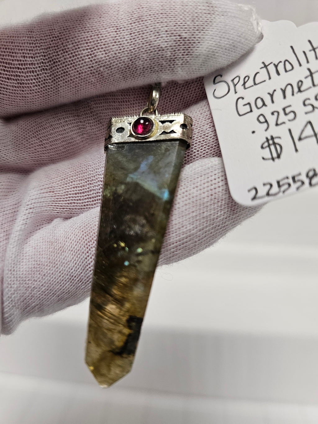 Spectrolite (Labradorite) with Garnet pendant