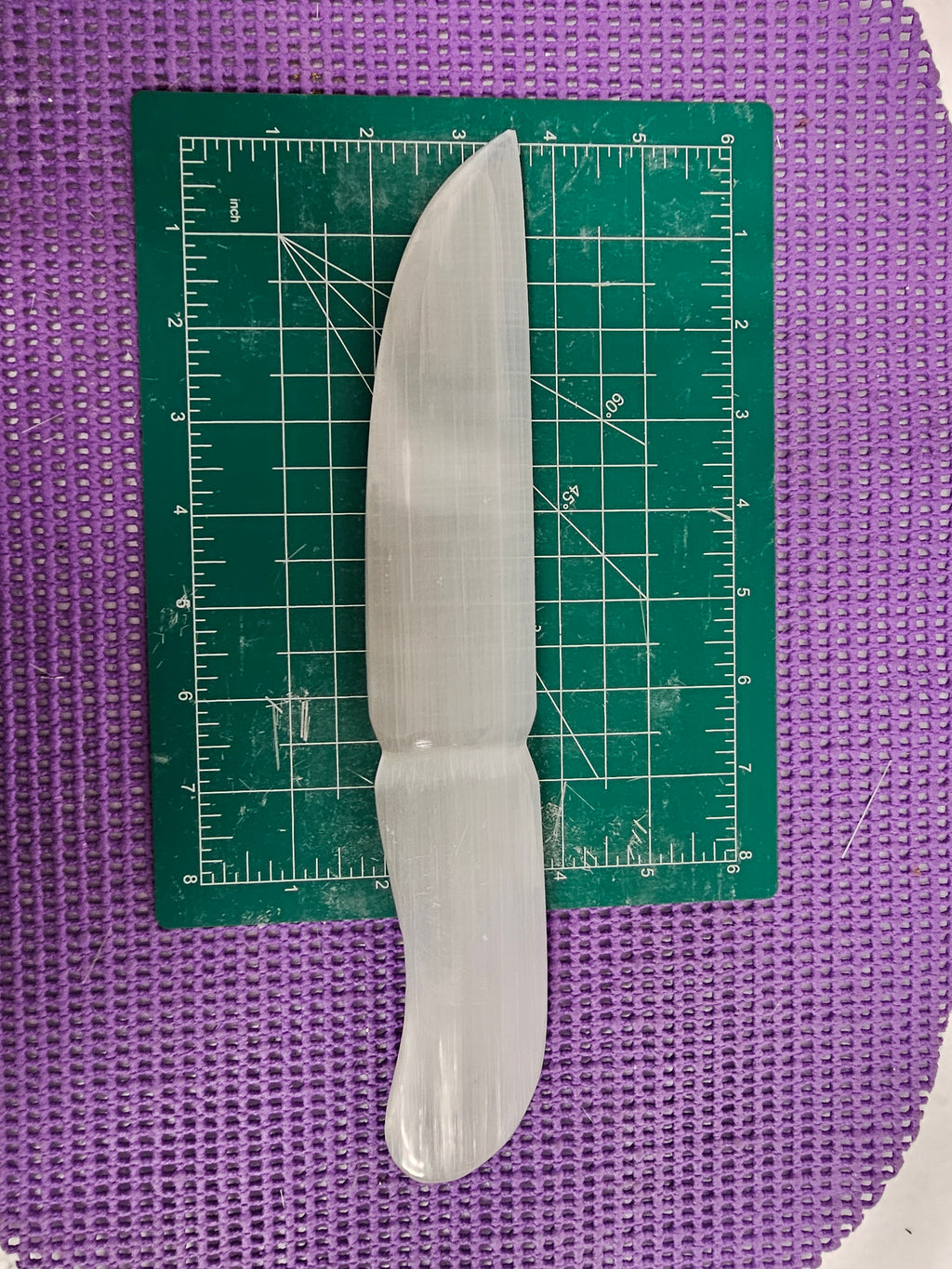 Selenite carved knife