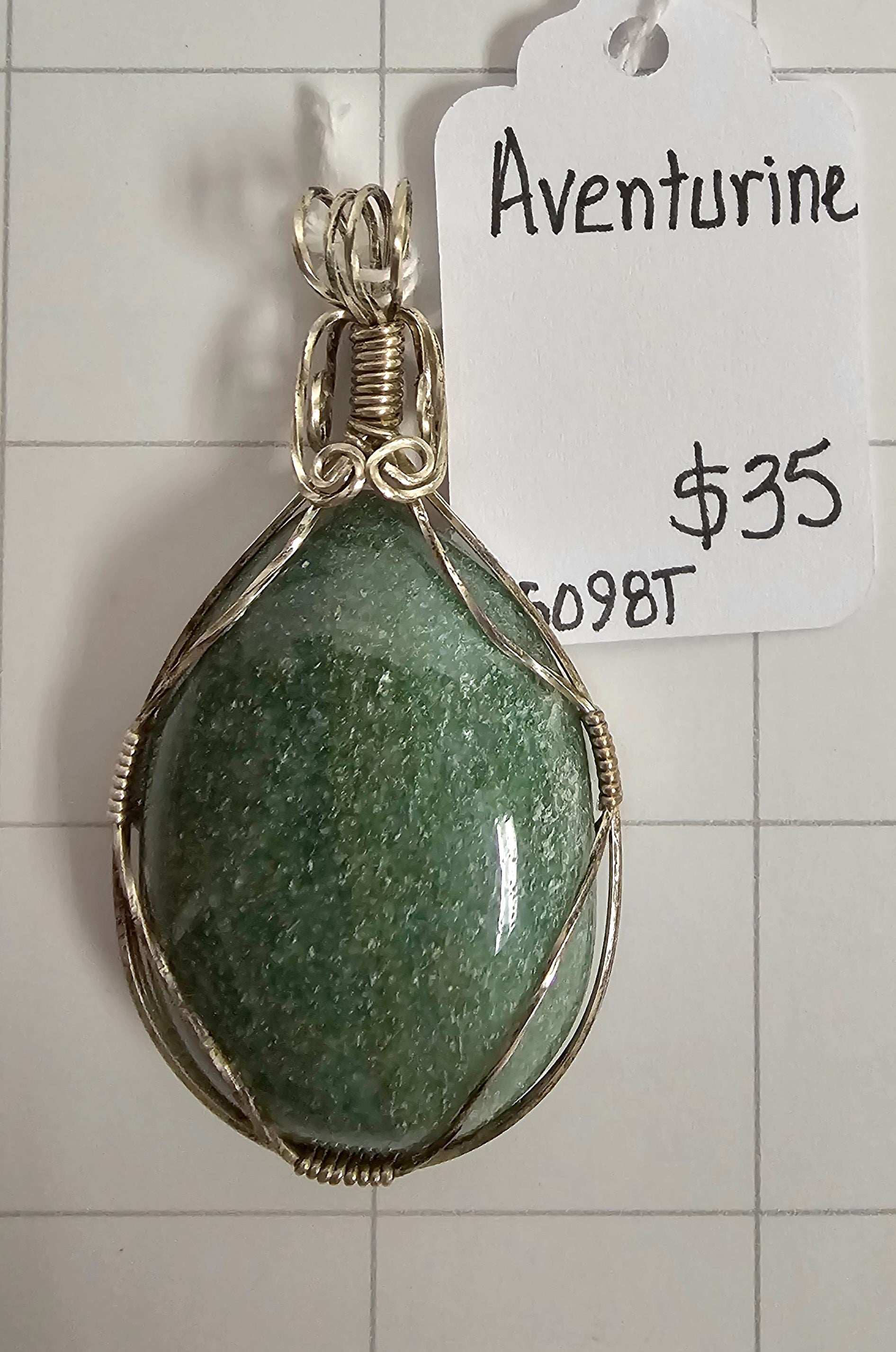 Aventurine wrapped pendant