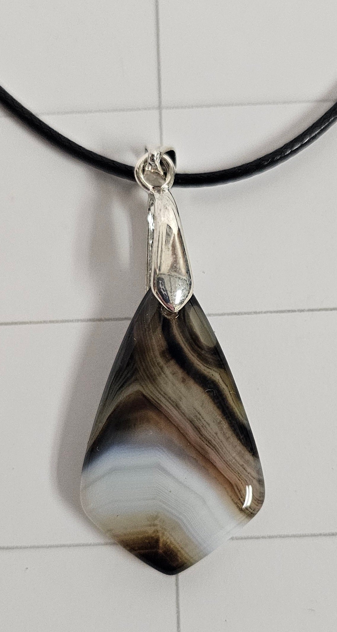 Onyx Tuxedo Agate Necklace