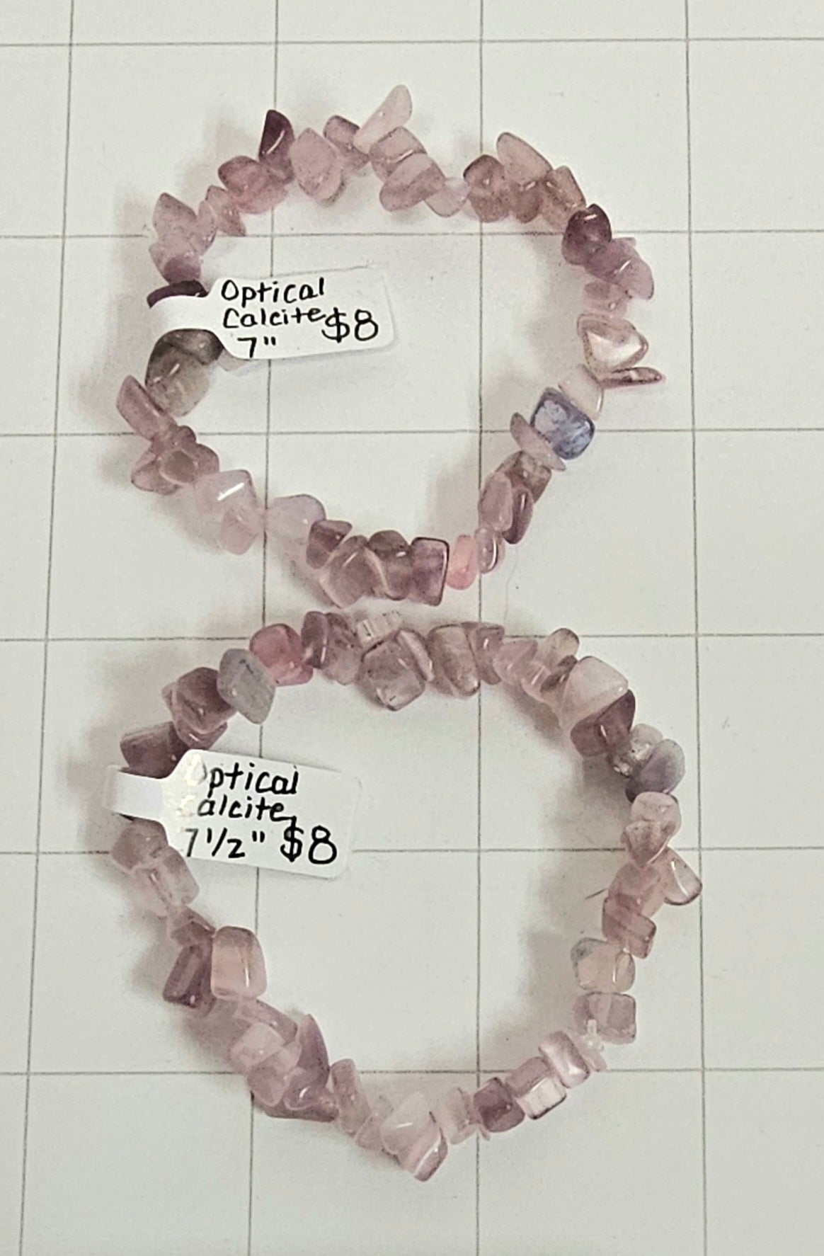 Optical Calcite chip Bracelets