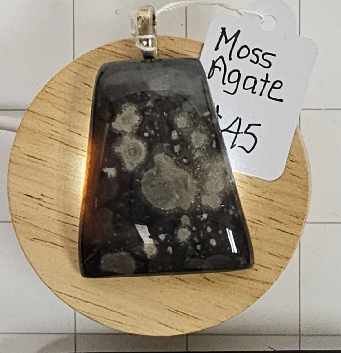 Black Moss Agate Pendant