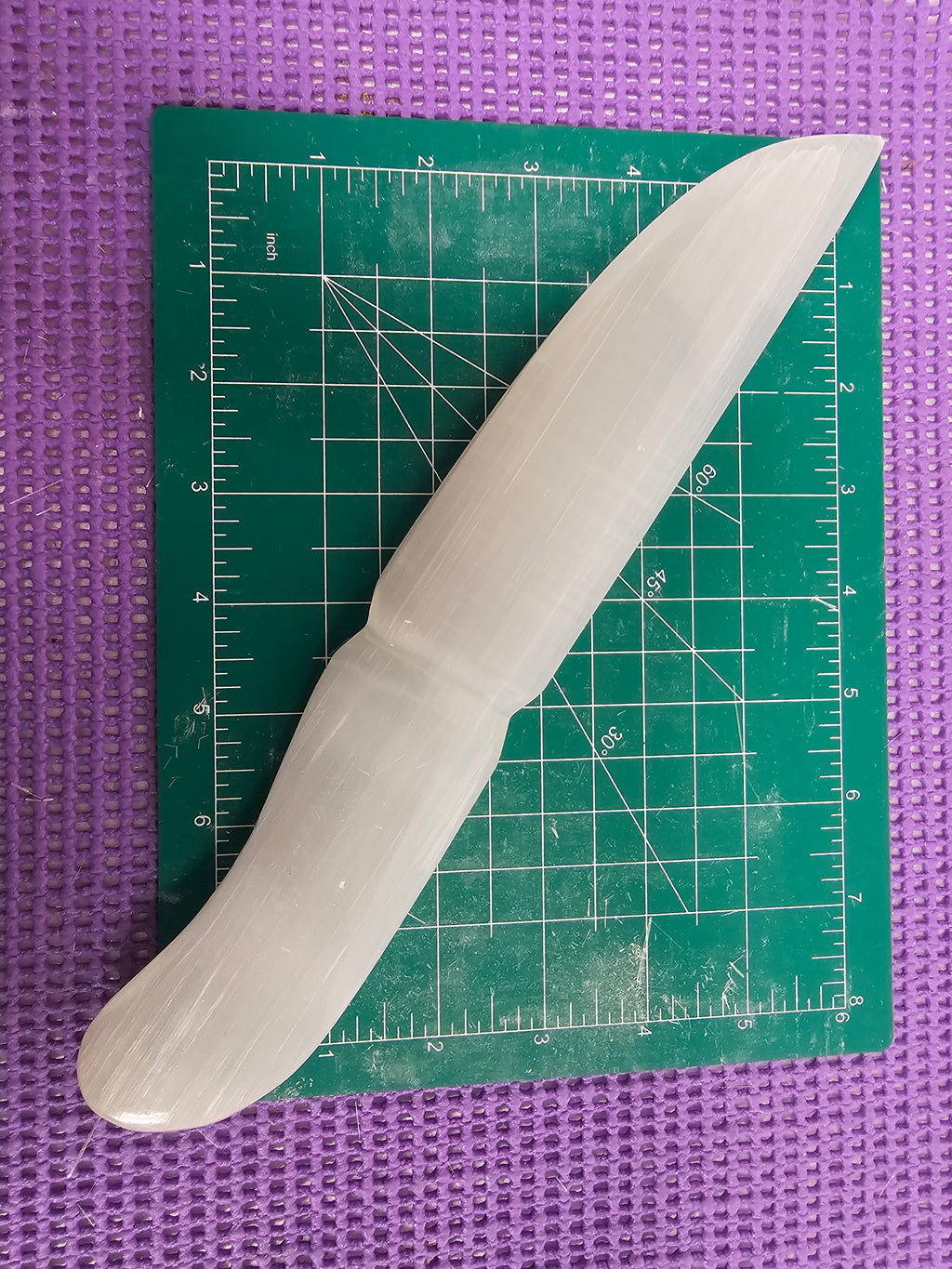 Selenite carved knife