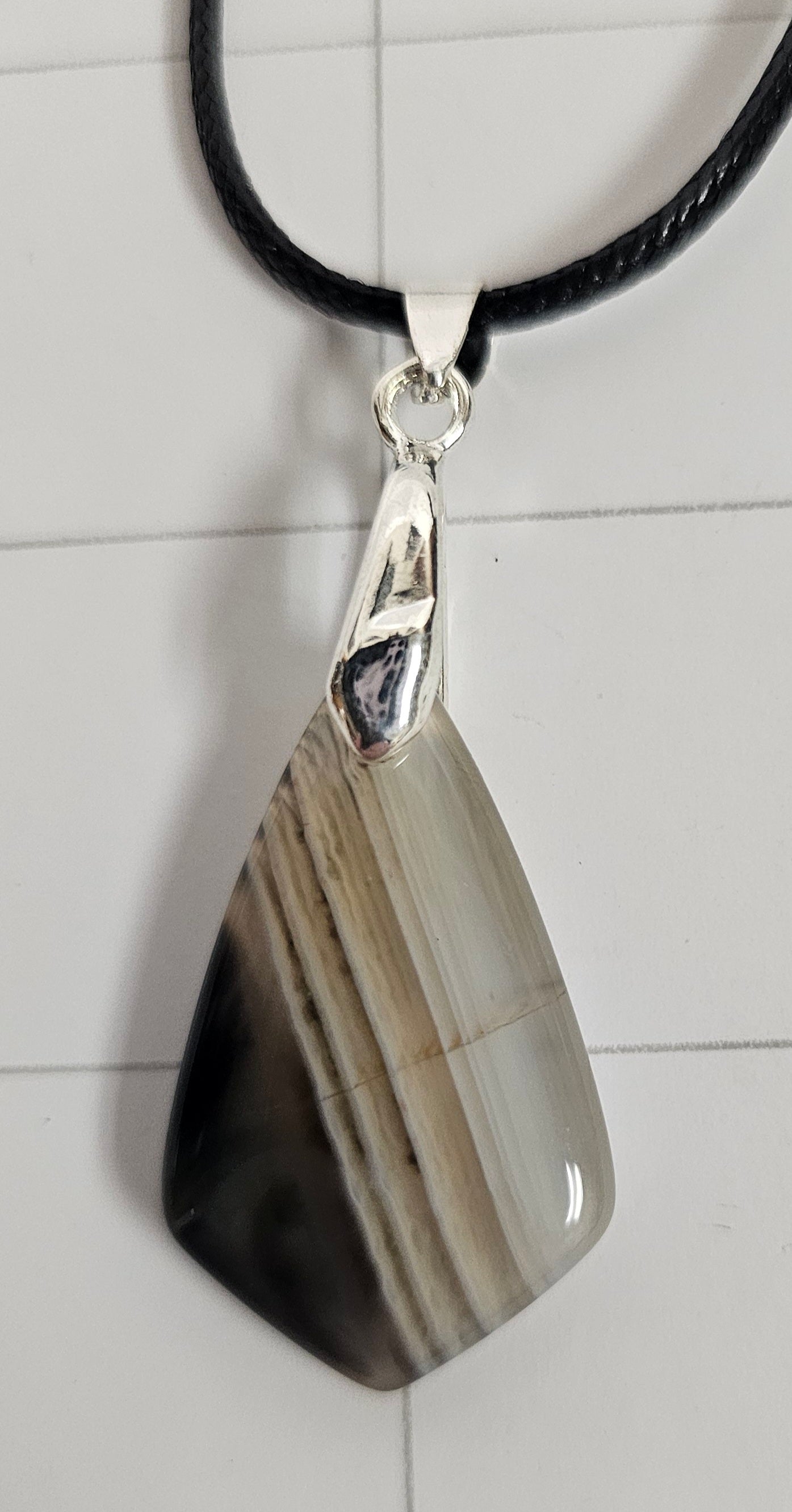 Onyx Tuxedo Agate Necklace