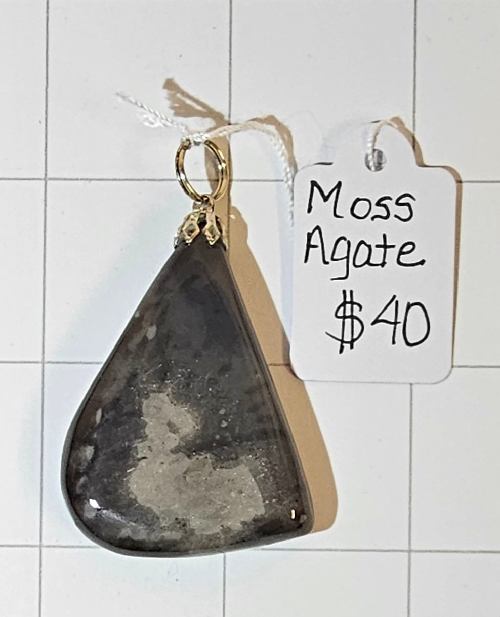 Black Moss Agate Pendant