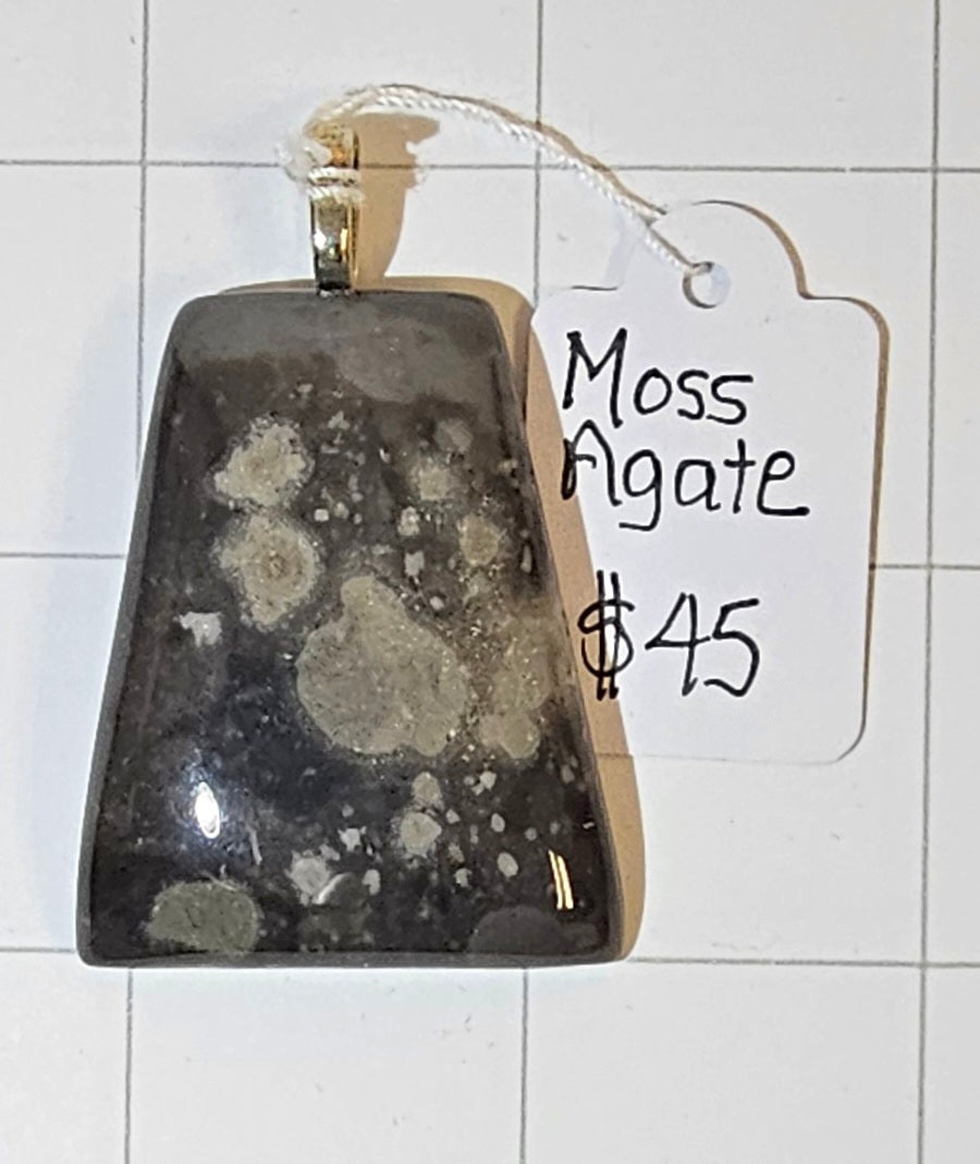 Black Moss Agate Pendant