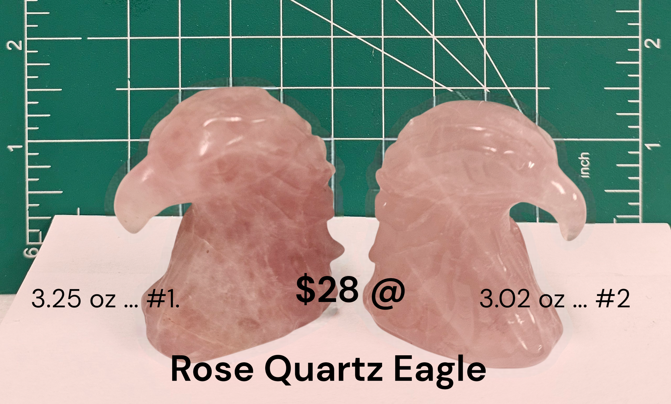 Rose Quartz Eagle bust