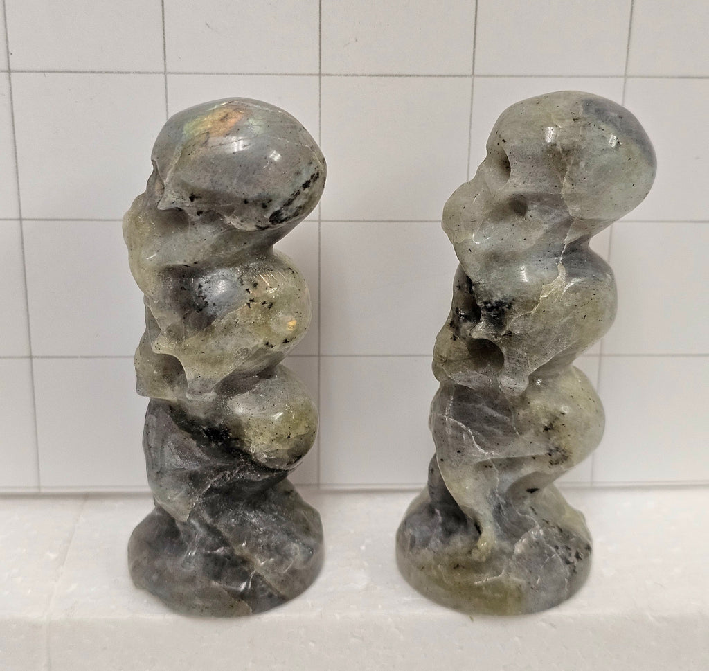 Labradorite "Speak No Evil" Carvings