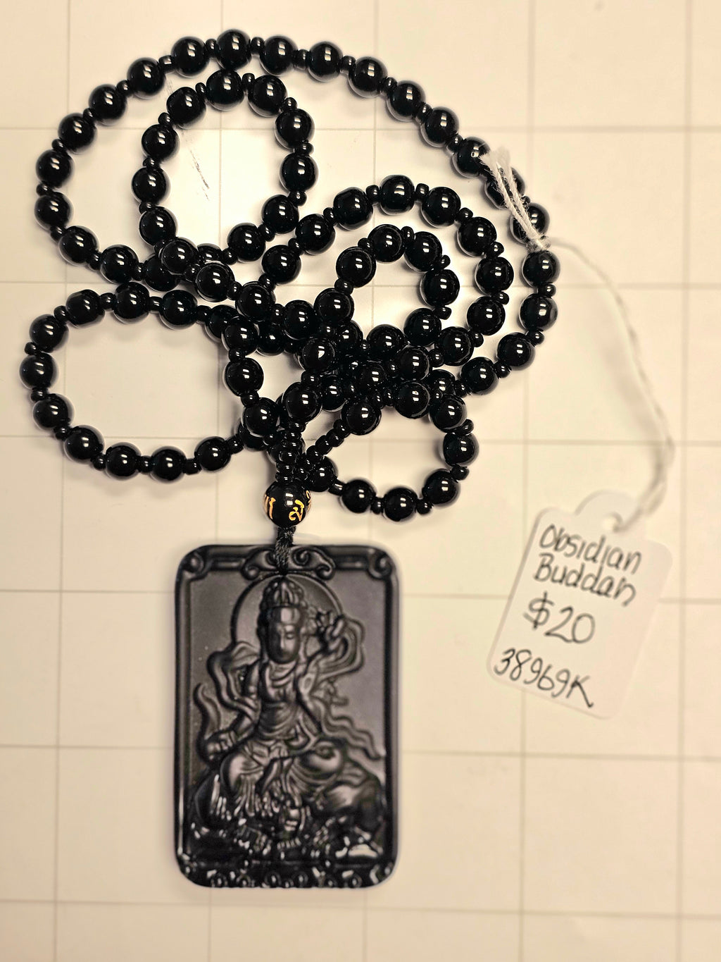 Obsidian Buddah Necklace