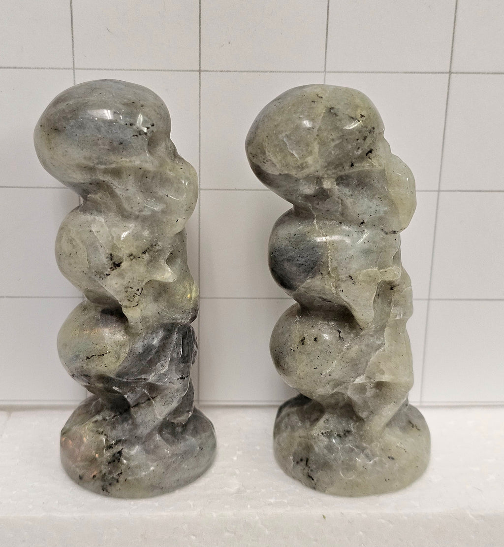 Labradorite "Speak No Evil" Carvings