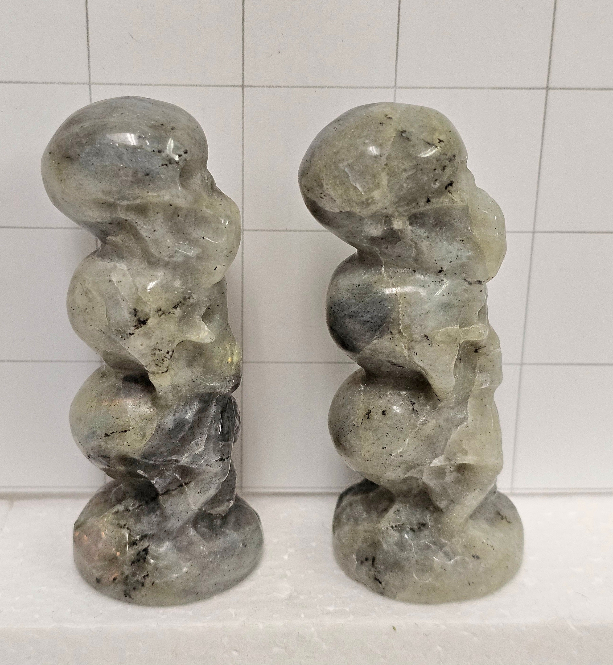 Labradorite "Speak No Evil" Carvings