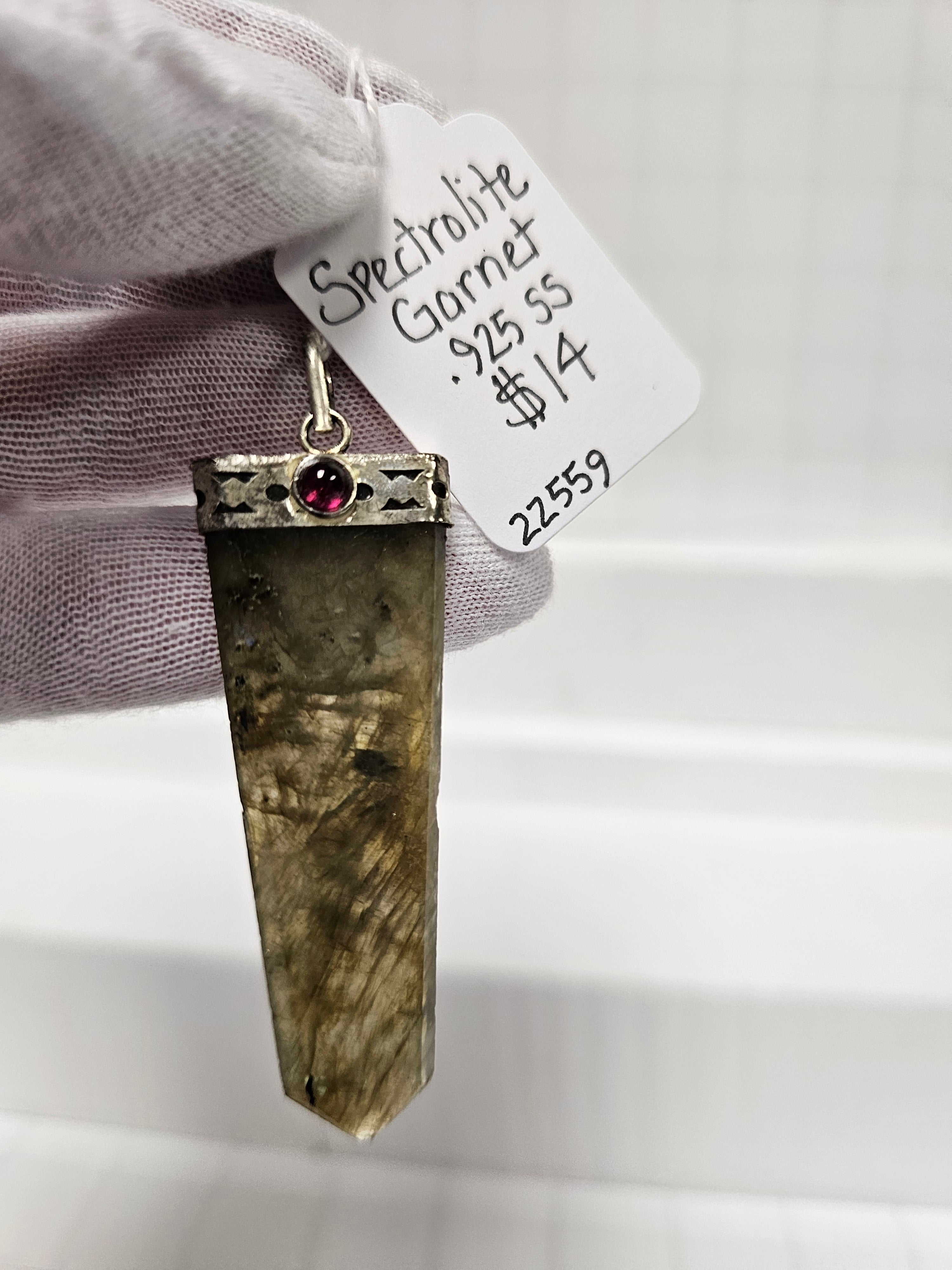 Spectrolite (Labradorite) with Garnet pendant