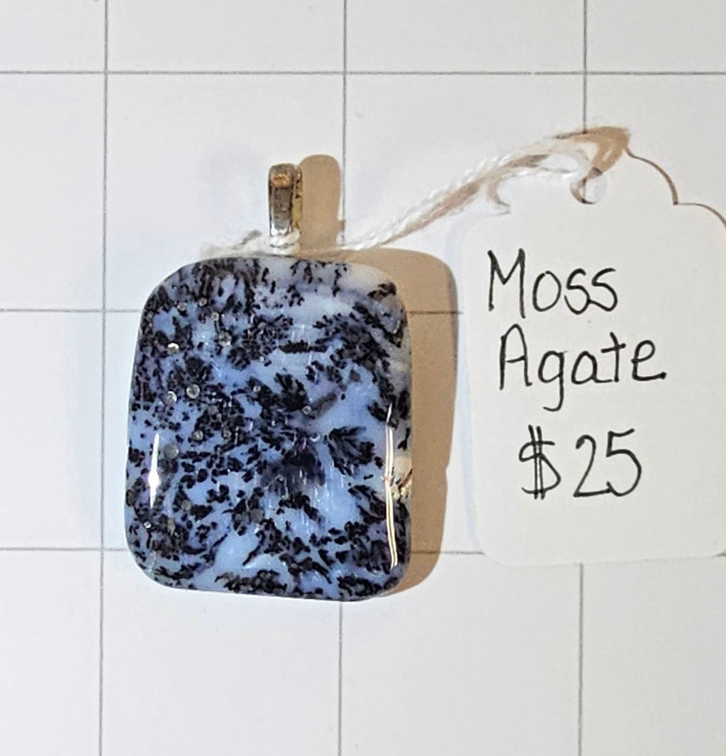 Black & White Moss Agate Pendant