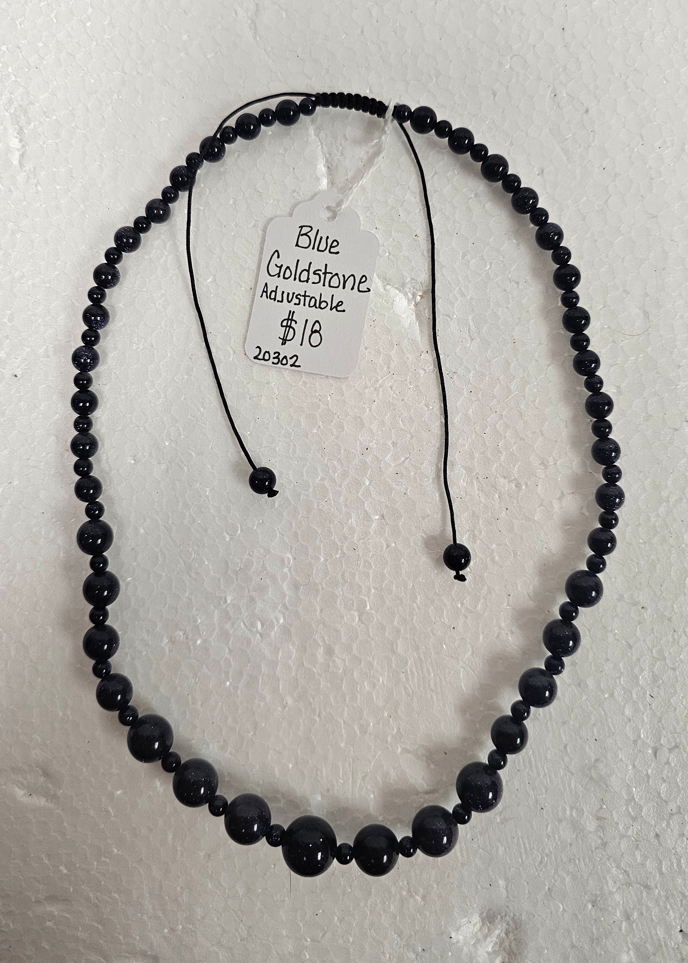 Blue Goldstone Necklace- adjustable
