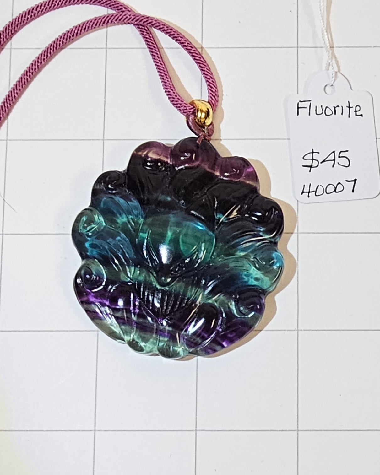 Fluorite "9 Tailed Fox" Necklace