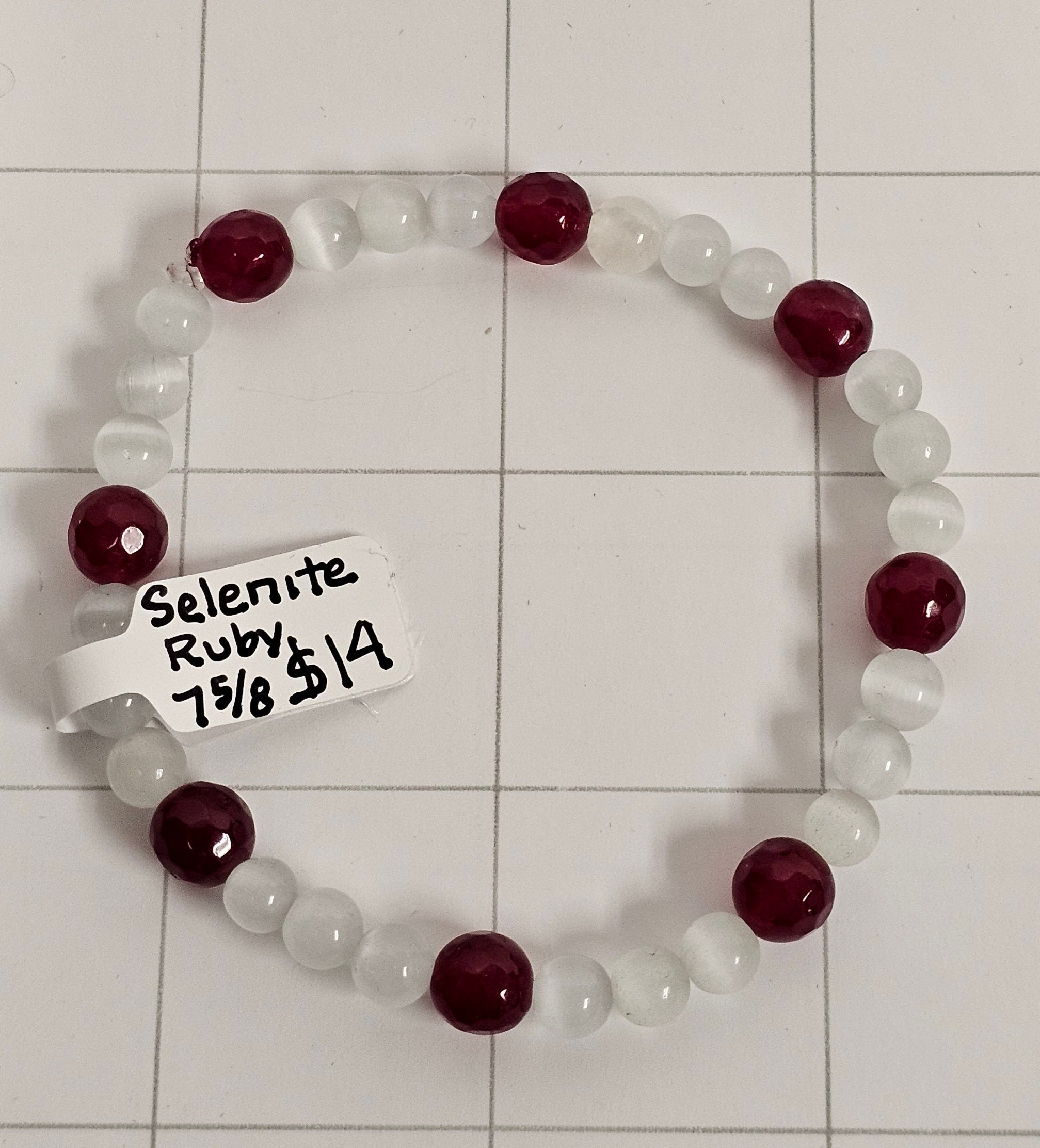 Selenite & Ruby Bracelet