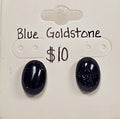 Blue Goldstone Post Earrings