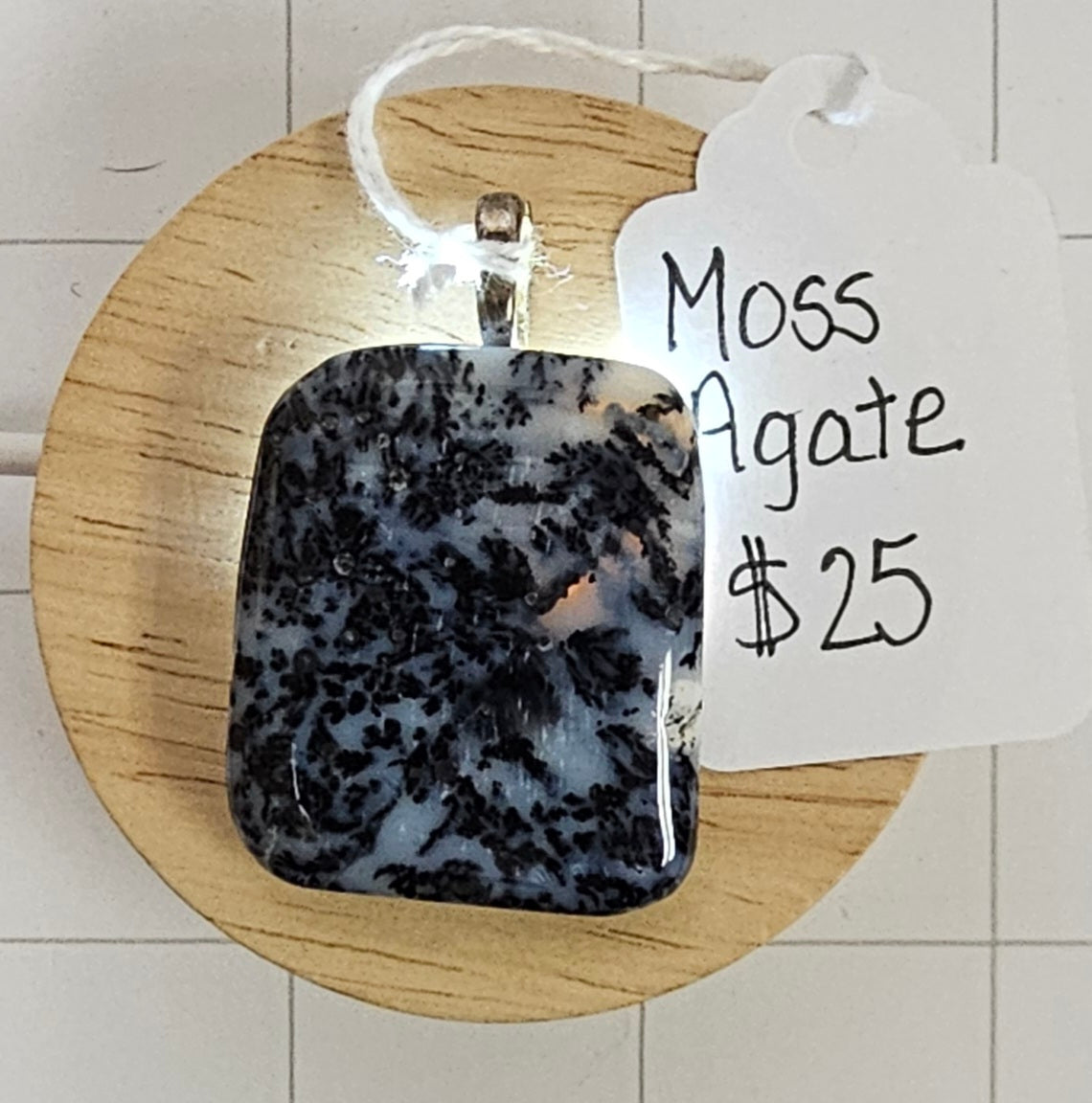 Black & White Moss Agate Pendant