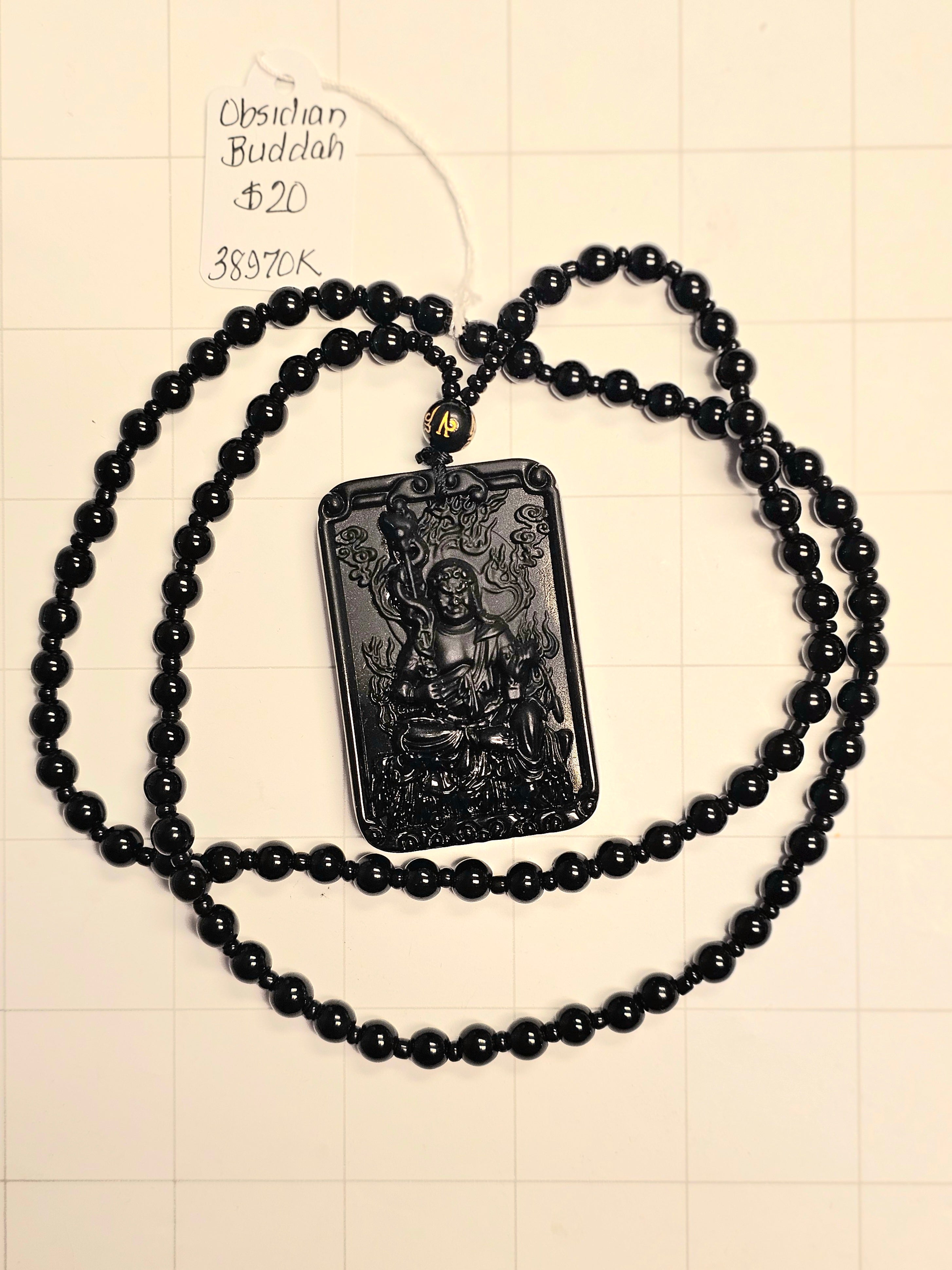 Obsidian Buddah Necklace