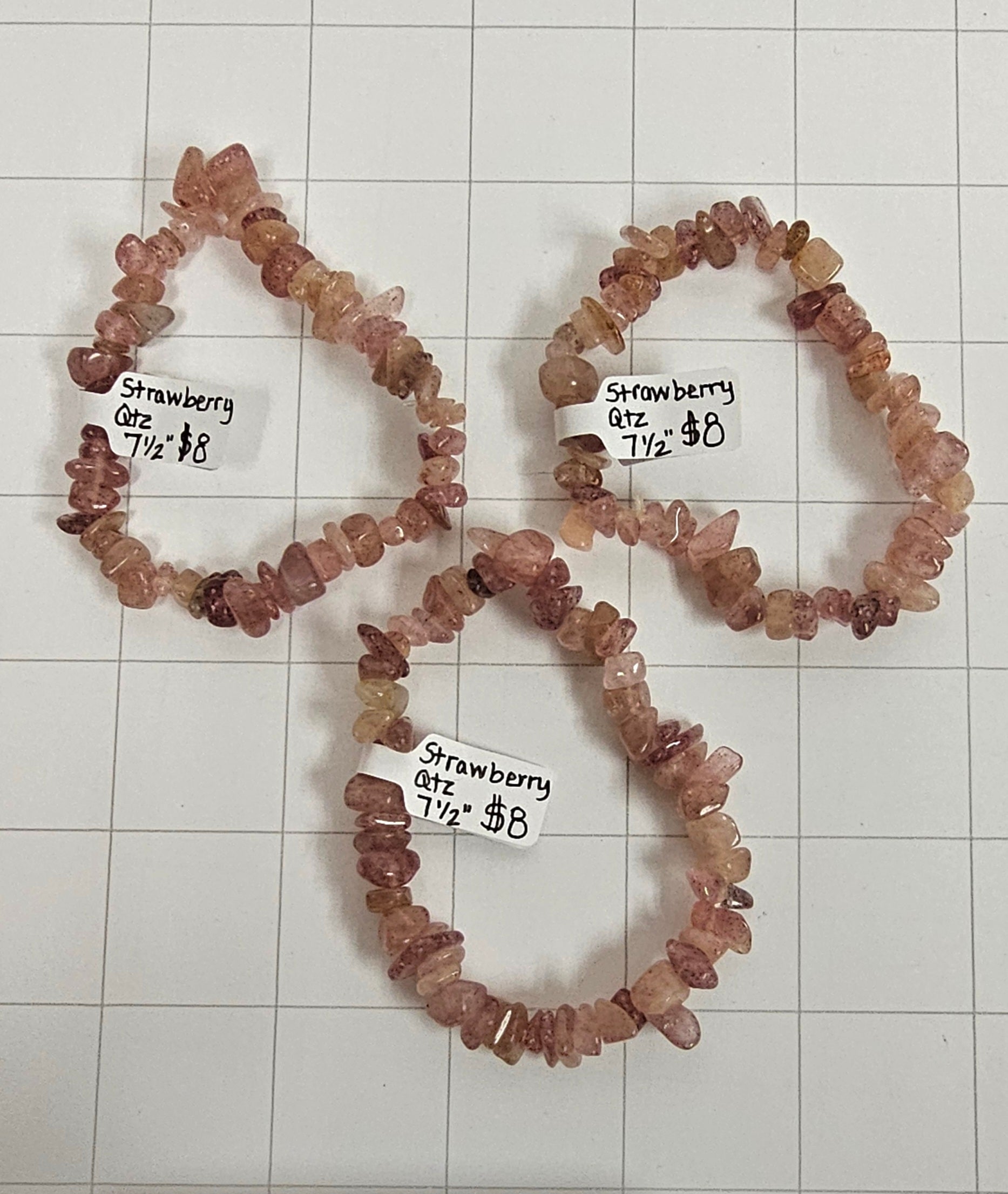 Strawberry Quartz chip Bracelets